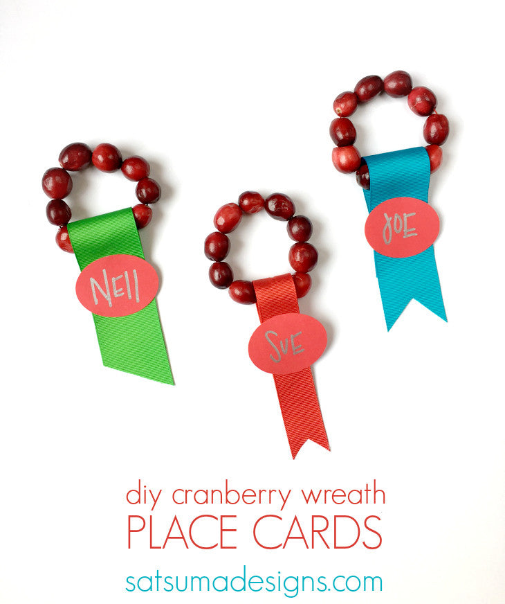 DIY Cranberry Wreath Place Cards