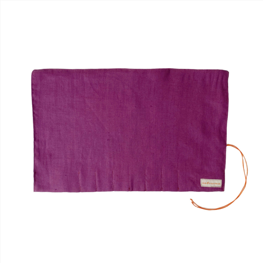 purple linen and french terry travel roll made in seattle