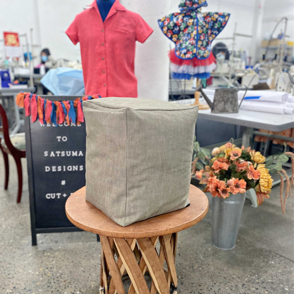 Canvas Pouf with Clean Upcycled Filling