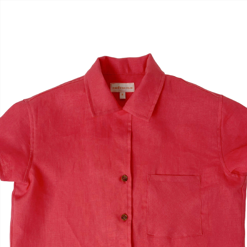 Satsuma women's linen shirt with collar buttoned