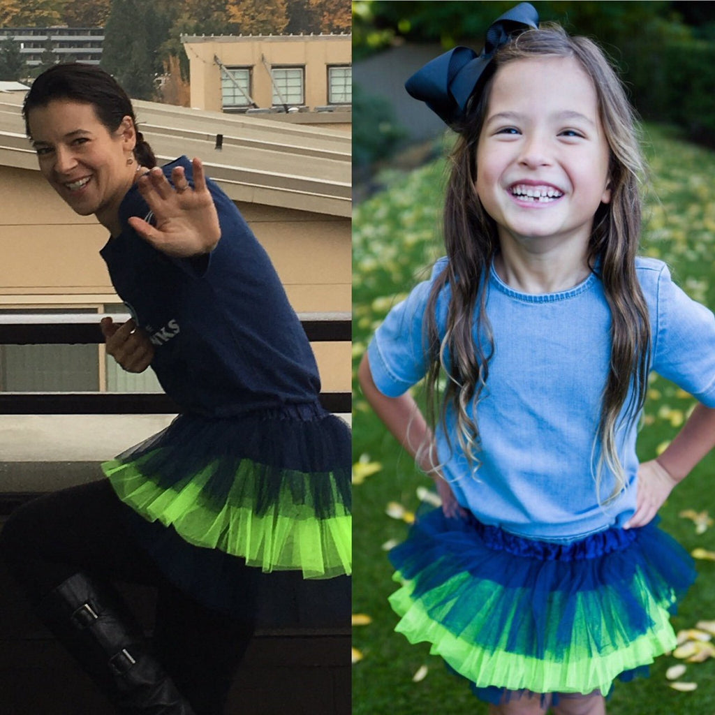 Navy Blue and Green Adult Tutu | SatsumaDesigns.com #football #tutu