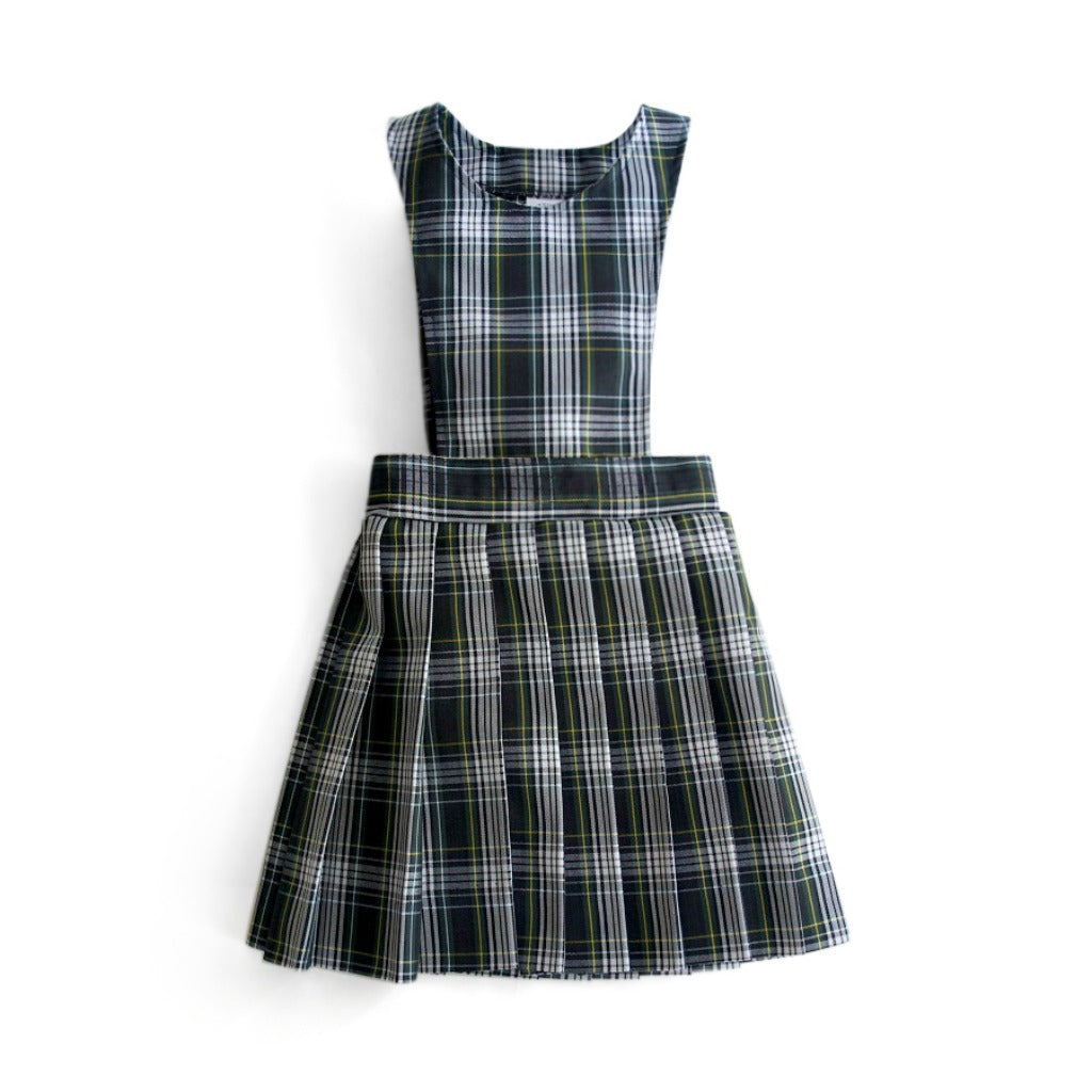 School uniform plaid pinafore with knife pleat skirt