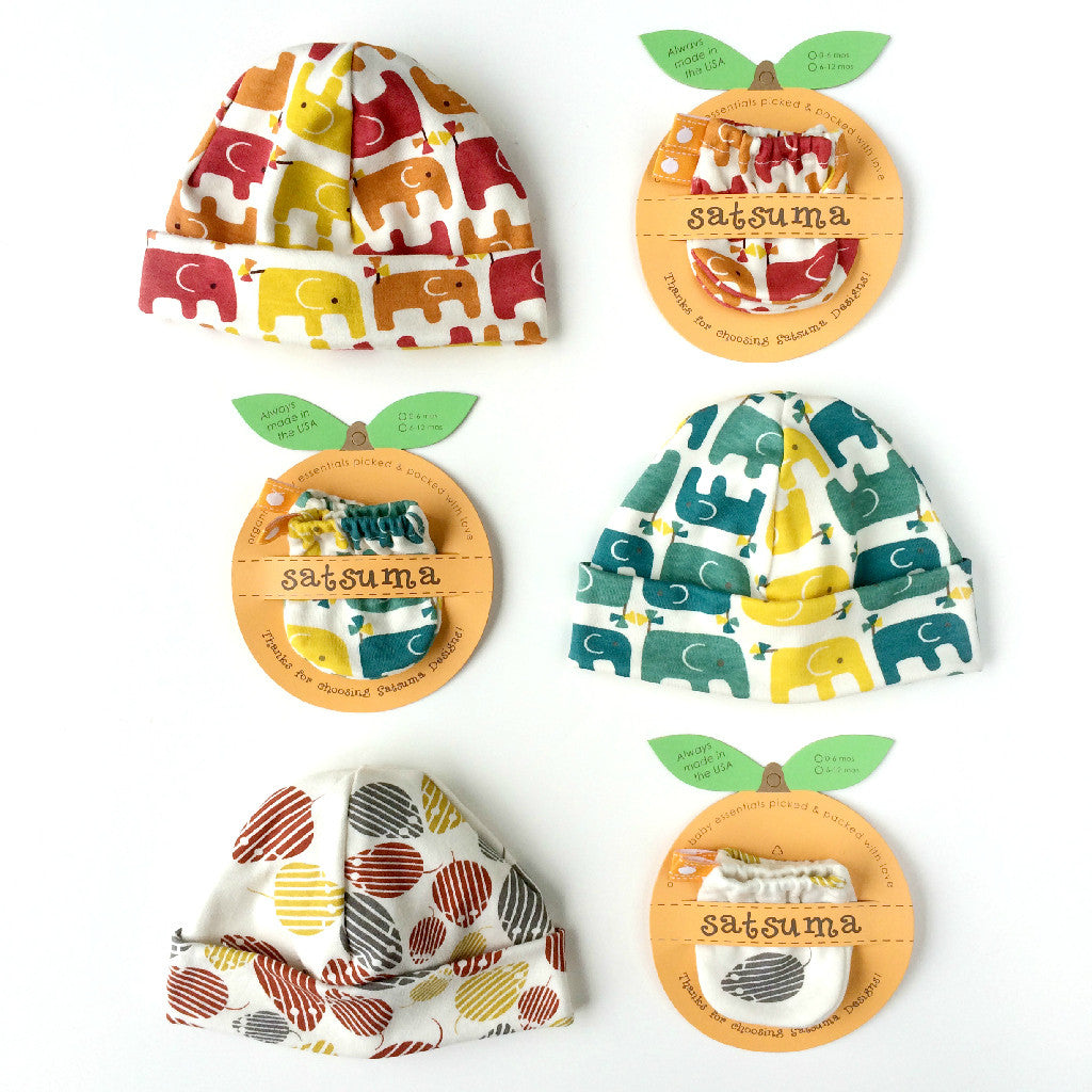Organic Cotton Baby Hat and Scratch Mitten Sets