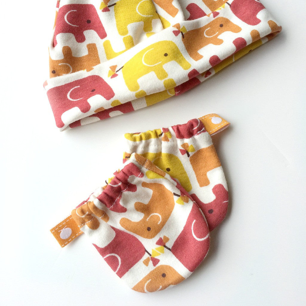 Organic Cotton Baby Hat and Scratch Mitten Sets
