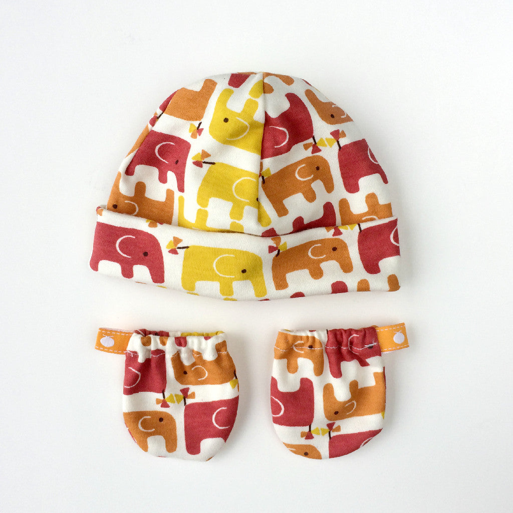 Organic Cotton Baby Hat and Scratch Mitten Sets