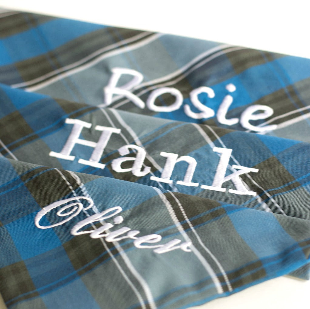 Embroidered pet bandana in three sizes
