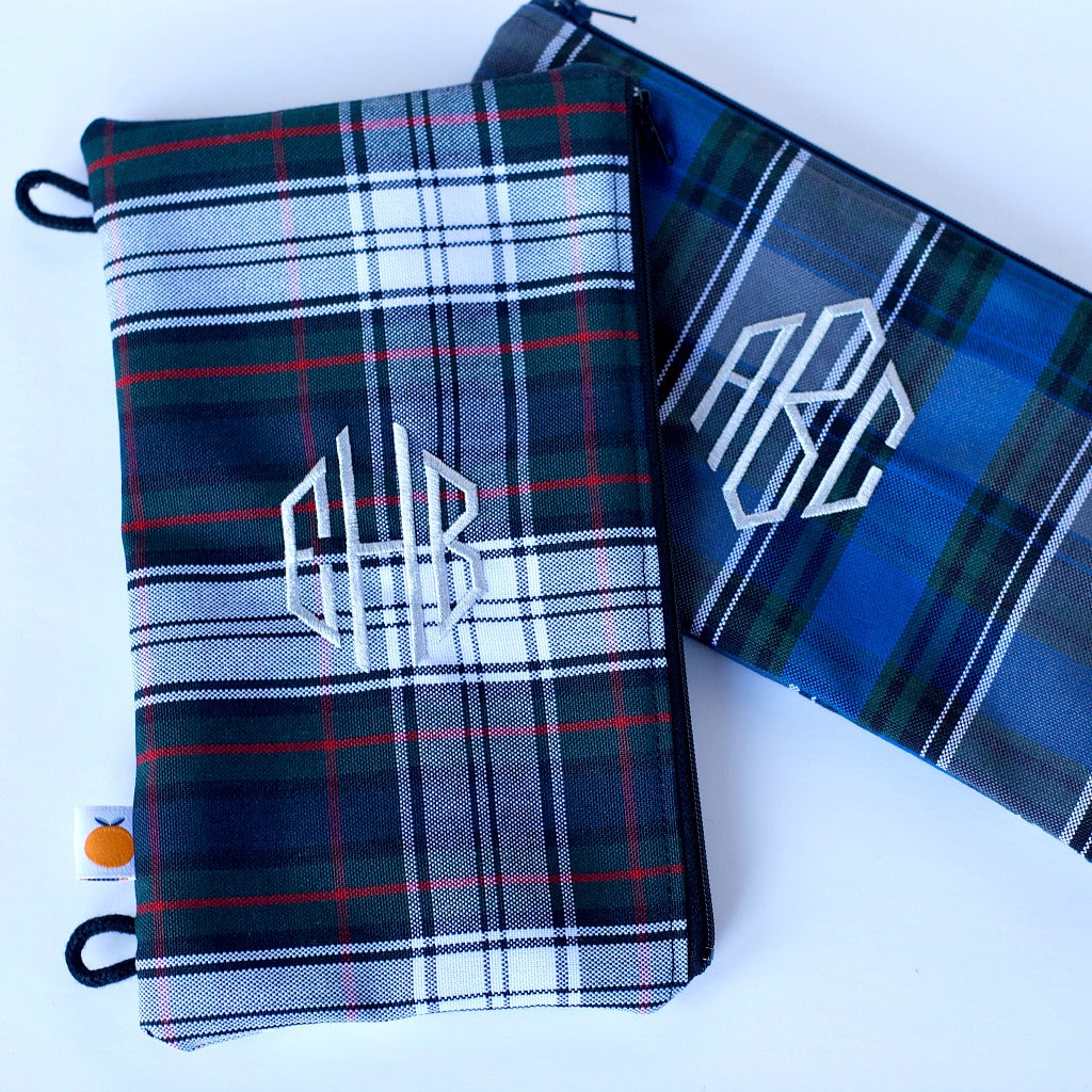 Plaid pencil case is fully lined - school plaid pencil case