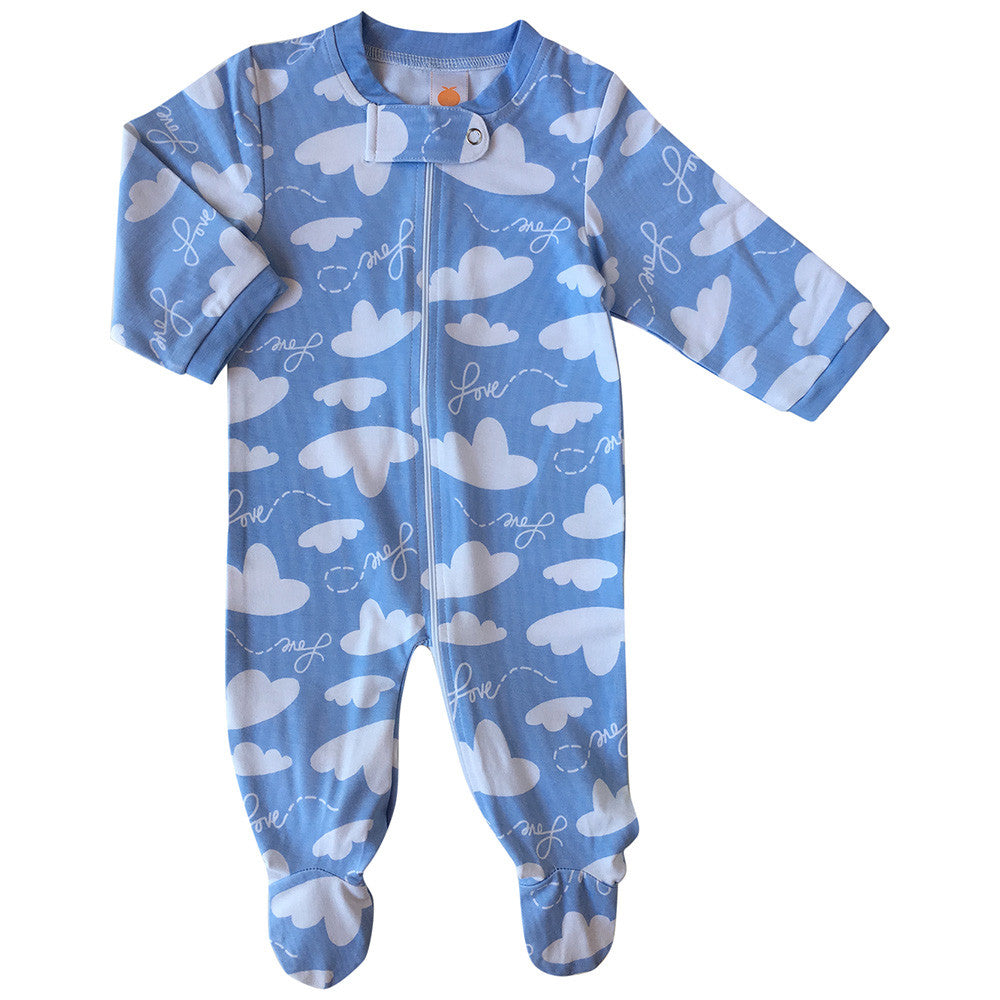 Baby bamboo fabric zipped footed romper