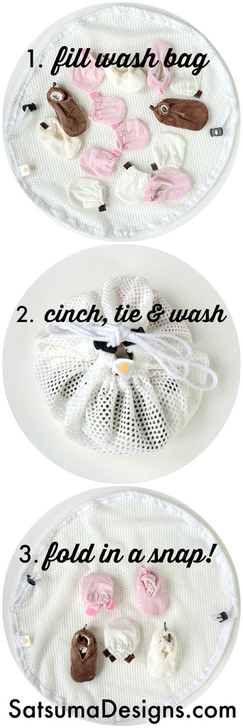 satsuma designs cotton wash bag for easy folding