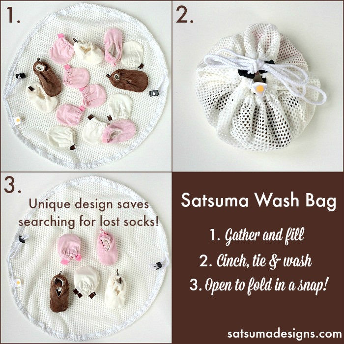 satsuma designs cotton wash bag for easy folding