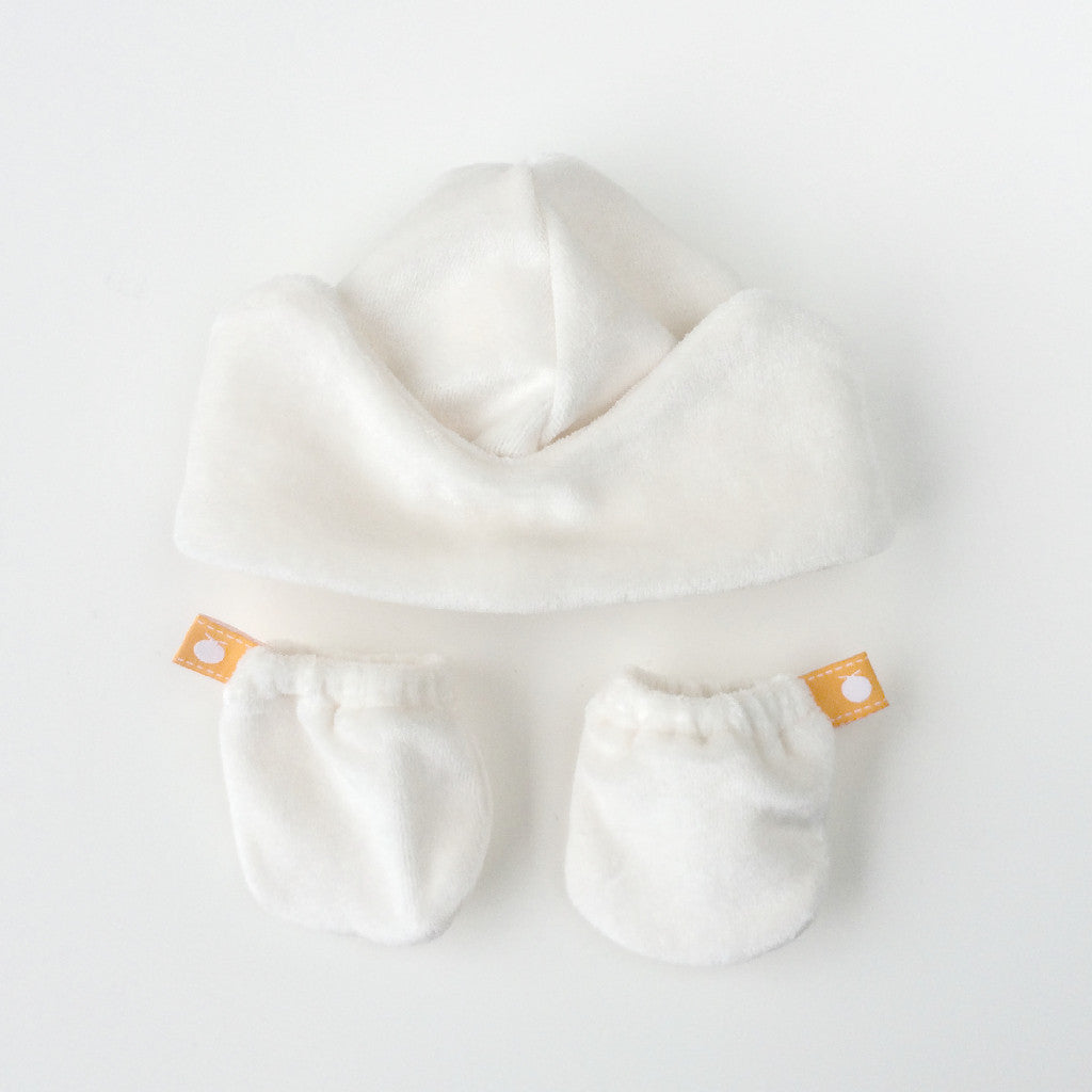 Velour Crown Baby Hat with Velour Mittens Gift Set