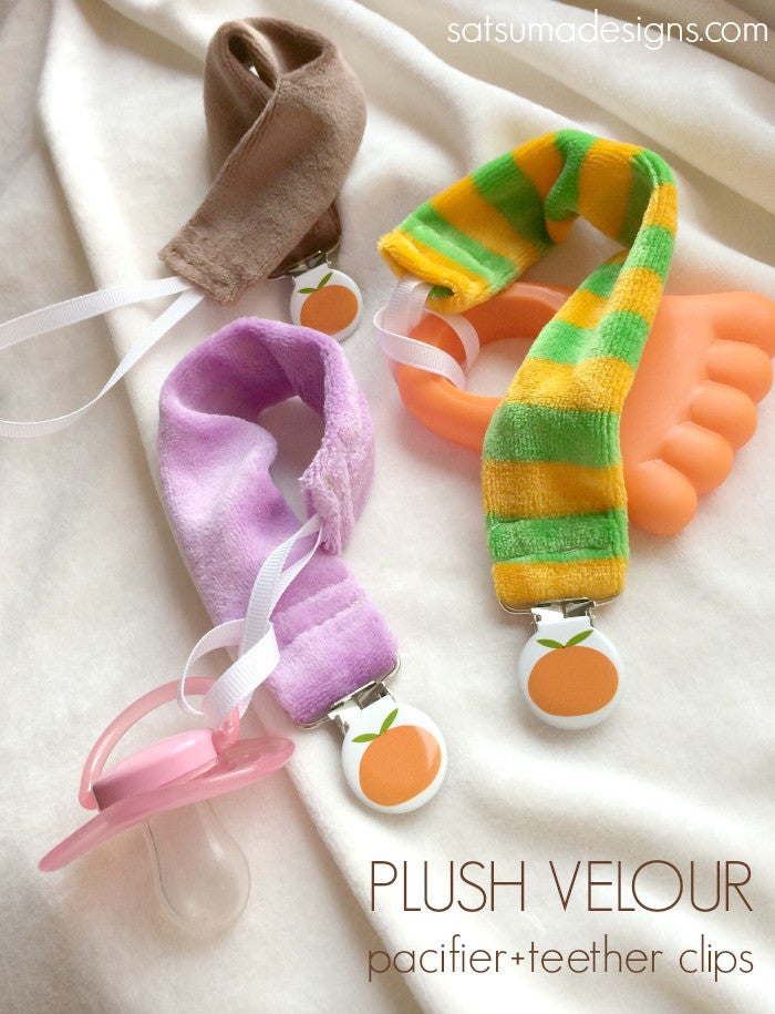 Plush Velour Pacifier Clips