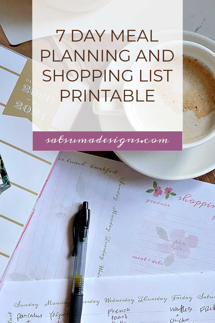 Springtime 7 Day Meal Planning and Shopping List Printable