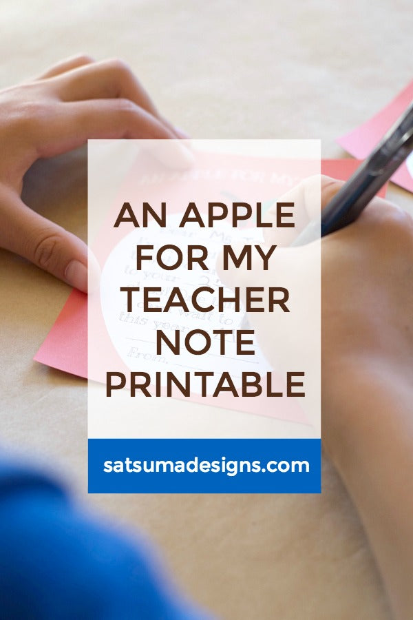 An Apple For My Teacher Note Printable