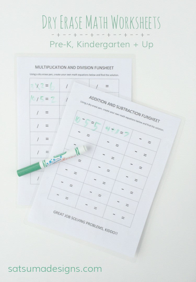 Avoid the Summer Slide: Dry Erase Math Worksheets for Pre-K, Kindergarten and Up