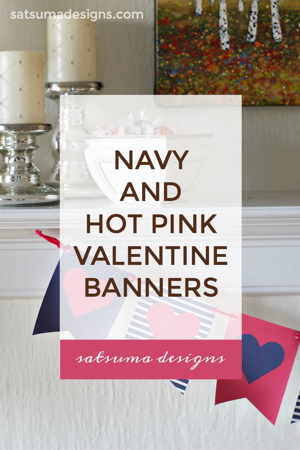 Navy and Hot Pink Valentine's Day Banners | 3 Printables