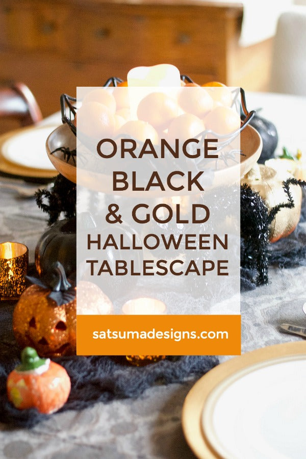 Orange, Black and Gold Halloween Tablescape