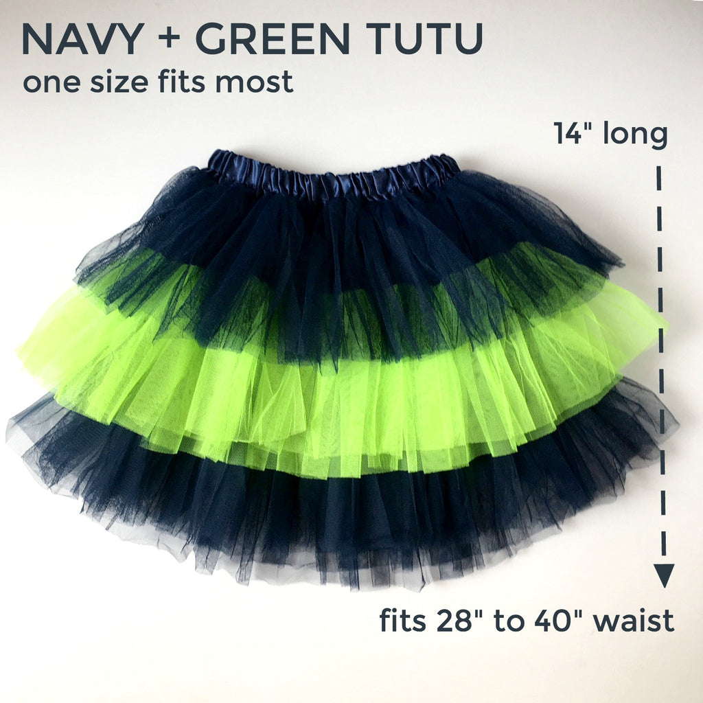 Navy Blue and Green Adult Tutu | SatsumaDesigns.com #football #tutu