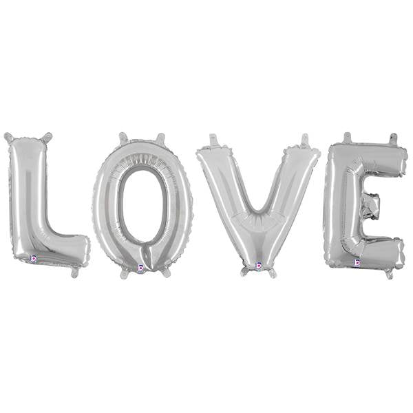 Love Silver Foil Balloon Garland | Air Fill Only | SatsumaDesigns.com #party #balloons