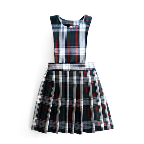 School uniform plaid pinafore with knife pleat skirt