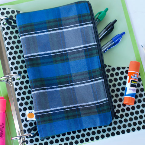 Plaid pencil case is fully lined - school plaid pencil case