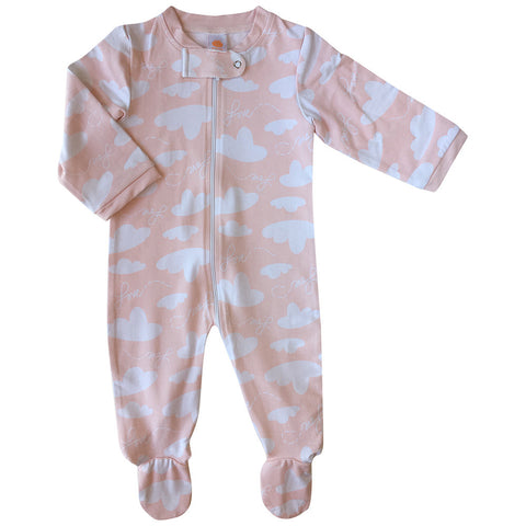 Baby bamboo fabric zipped footed romper