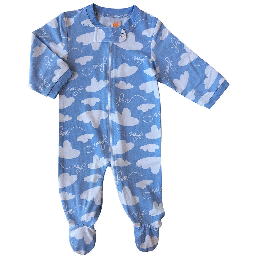 Baby bamboo fabric zipped footed romper