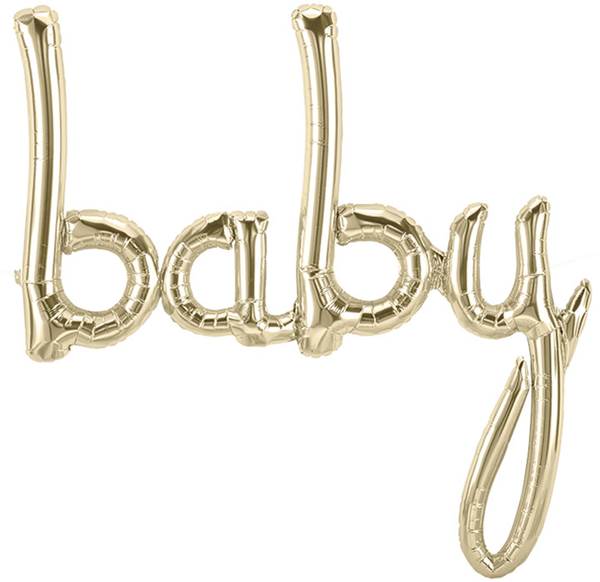 Baby Script Foil Balloon in gold